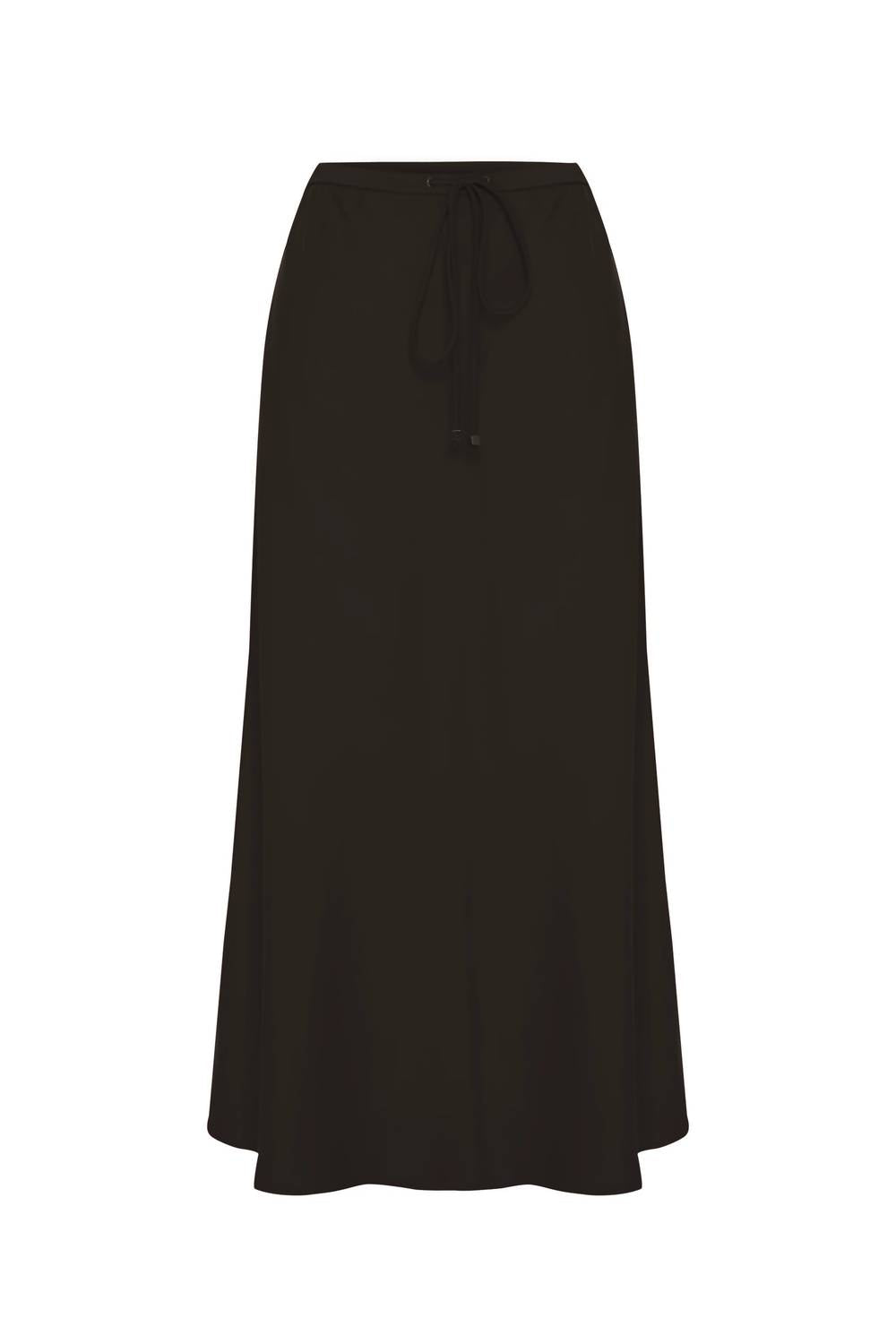 Exquise - Regular Drawstring Satin Midi Skirt