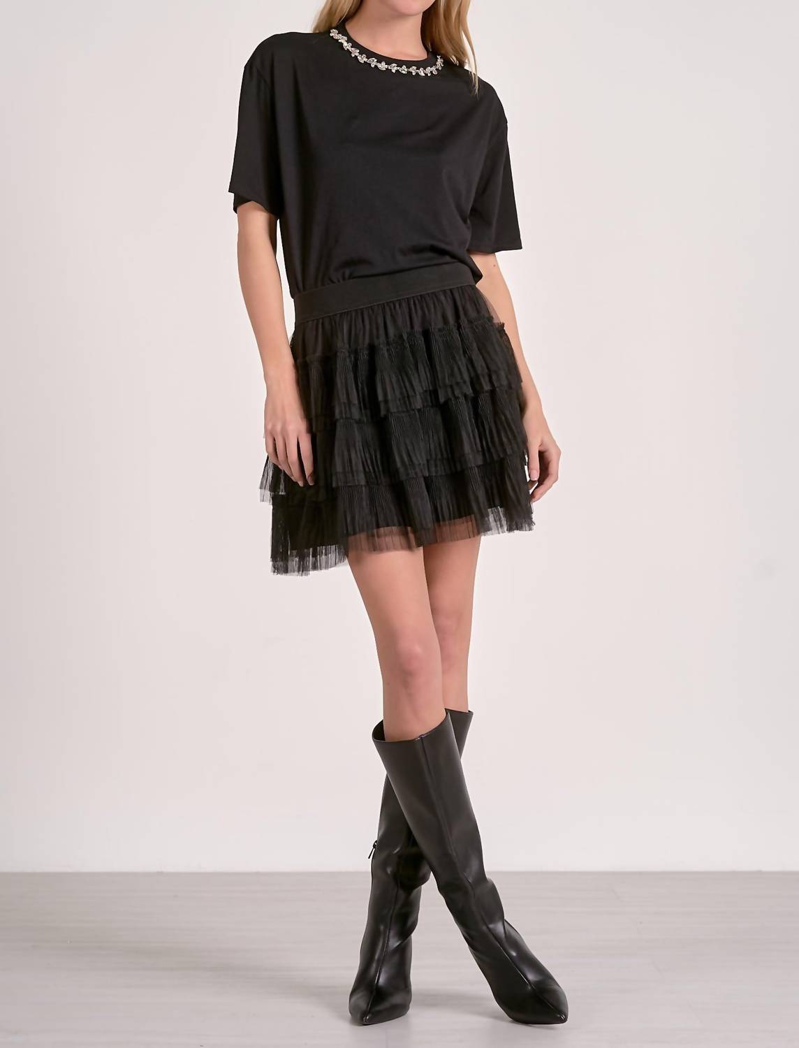 Elan - Women's Embellished Neck Top