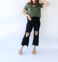Wholesale Fashion Square - Cutout Neck Short Sleeve Tee