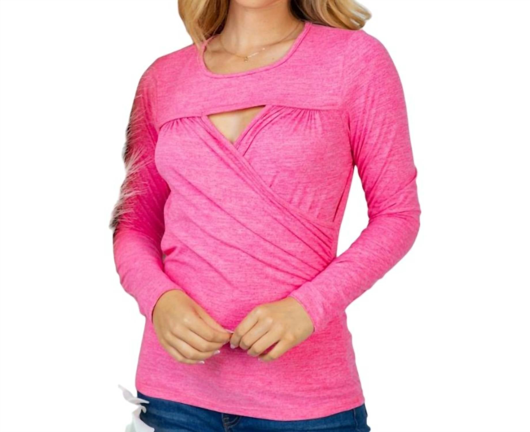 White Birch - Long Sleeve Knit Keyhole Top - Plus