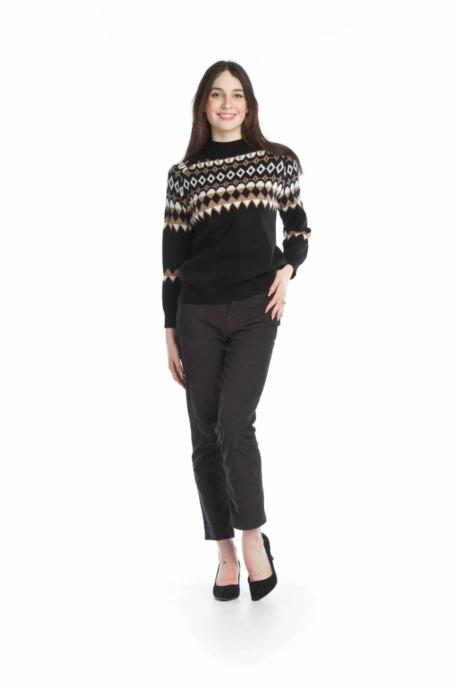 Papillon - Fairisle Knit Mock Neck Sweater