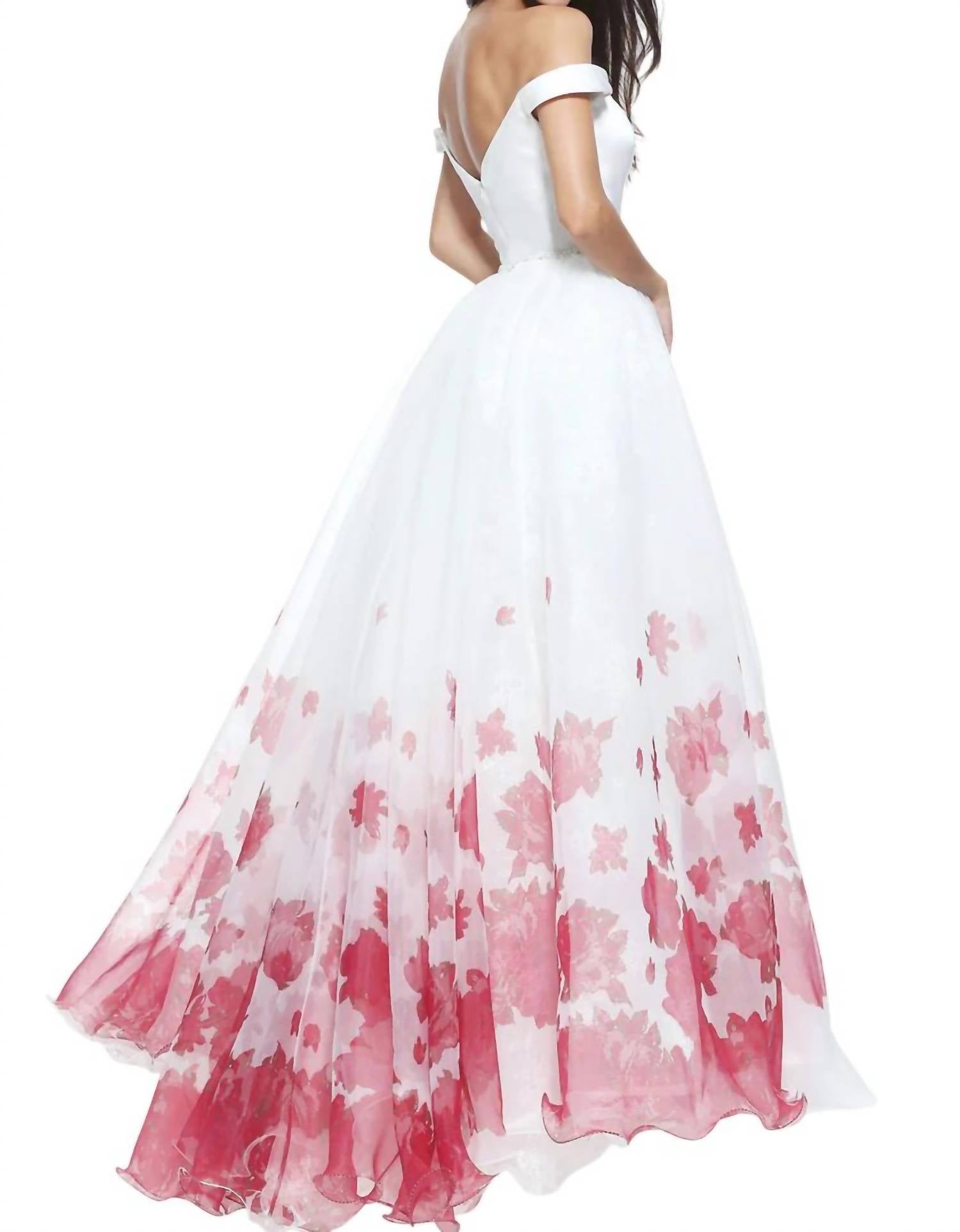 Sherri Hill - Satin Floral Prom Dress