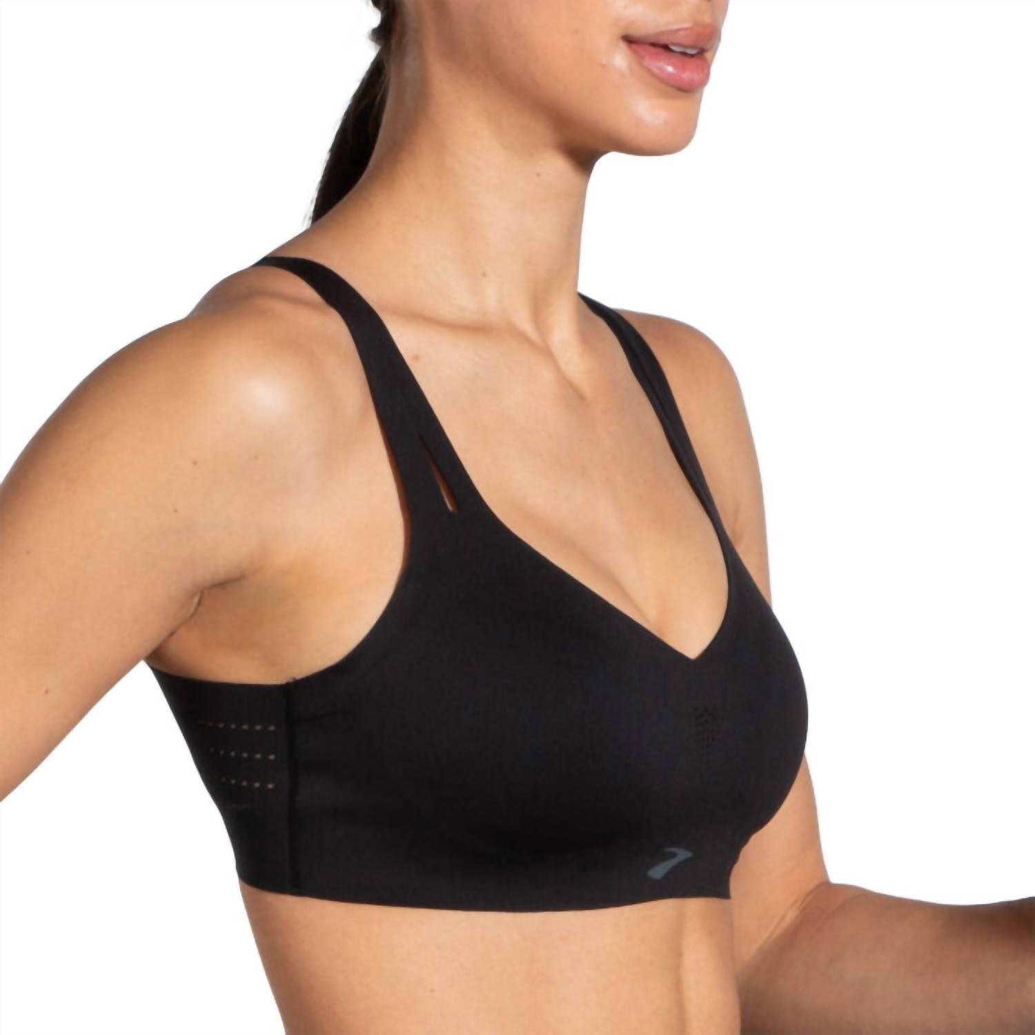BROOKS Women's Dare Strappy Run Bra 2.0 in black - women's intimate - alternate view