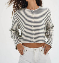 Lna - Kincaid Long Sleeve Stripe Cardigan