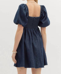 Entro - Women's Short Bubble Sleeve Babydoll Dress