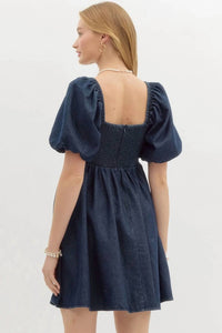 Entro - Women's Short Bubble Sleeve Babydoll Dress