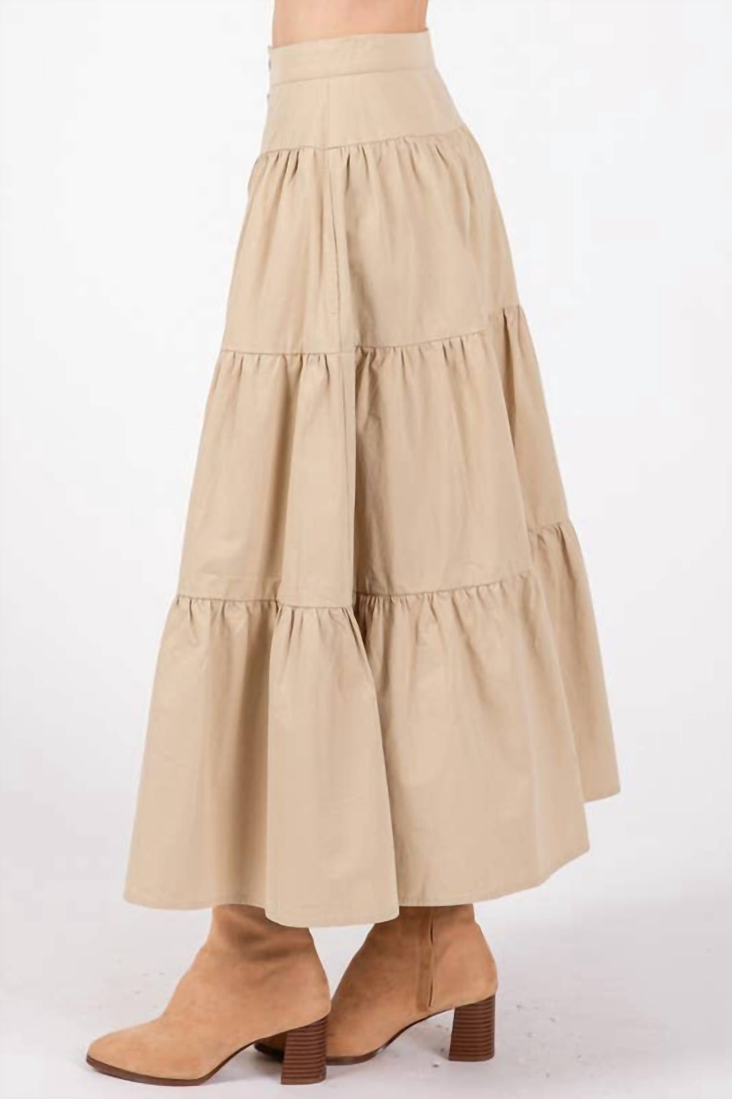 Calista - Button Detailed Front Maxi Skirt