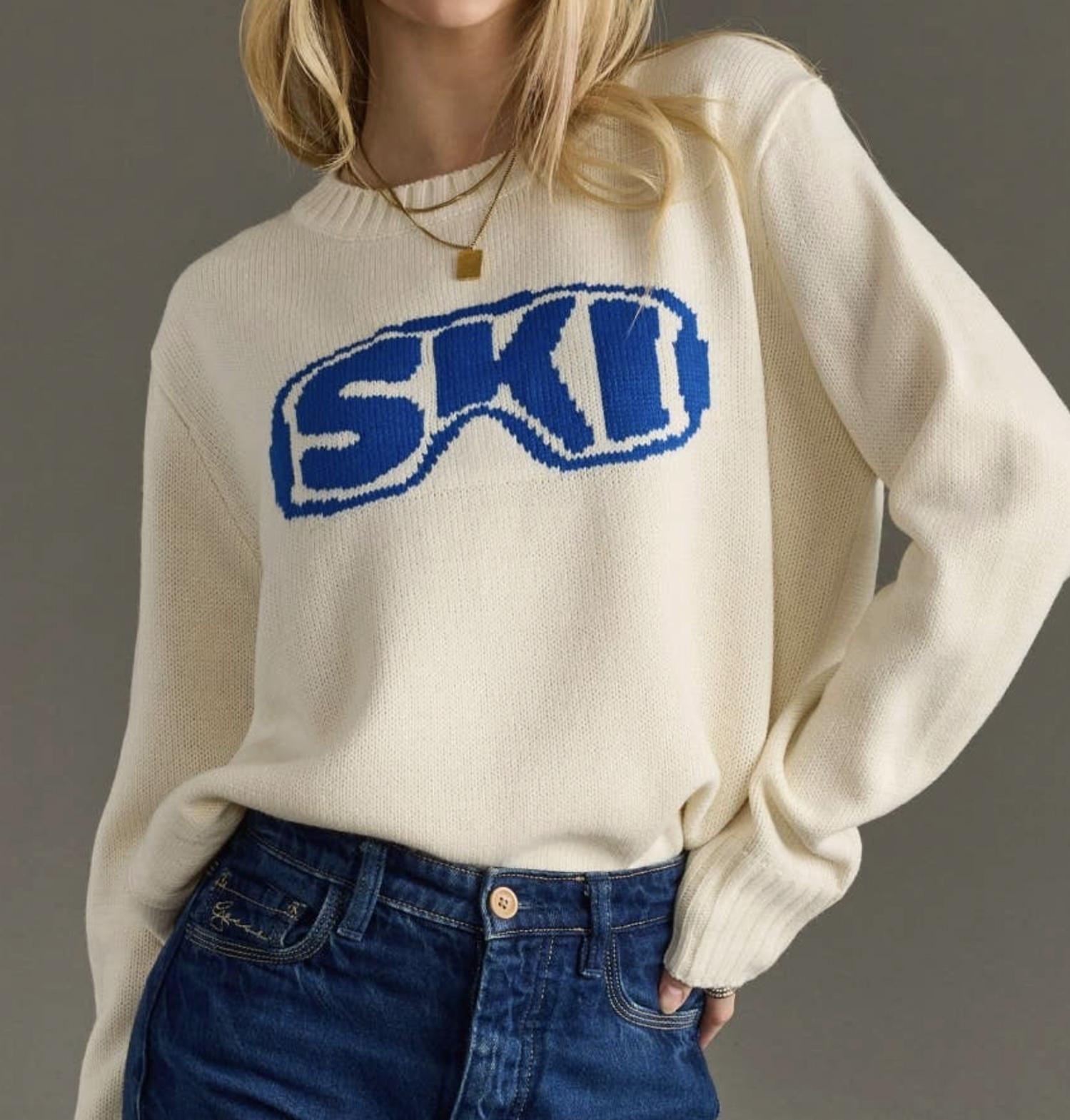 Panache Apparel Ski Goggle Sweater in cream - women's sweater
