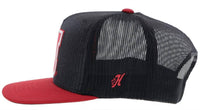 HOOEY Nebraska Team N 5-panel Mesh Trucker Snapback Cap in black red - men's hat - detail view