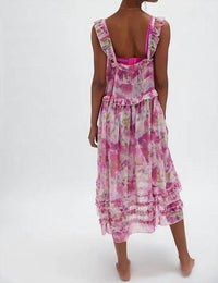 Free People Moon Phase Printed Midi Slip Dress in pink combo - women's dress - alternate view
