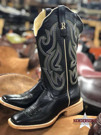R Watson Boots - Women's Ebony Calf Wide Square Toe Cowboy Boot
