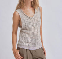 SAYAKA DAVIS Linen Knit Tank Top in sand - women's tank top - alternate view