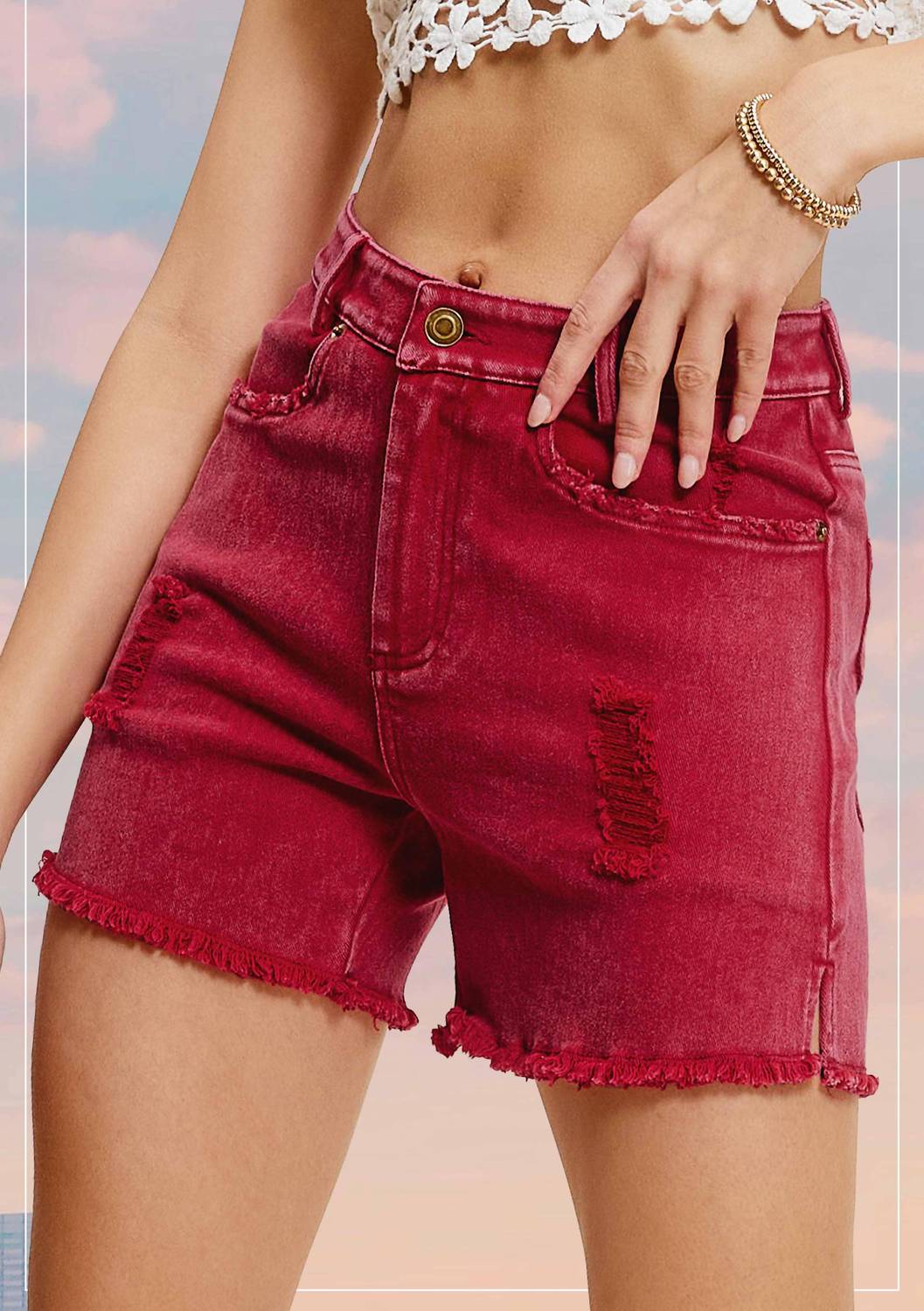 La Miel - High Rise Basic Mineral Washed Denim Shorts
