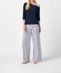 Joseph Ribkoff - Striped Detail Asymmetric Top