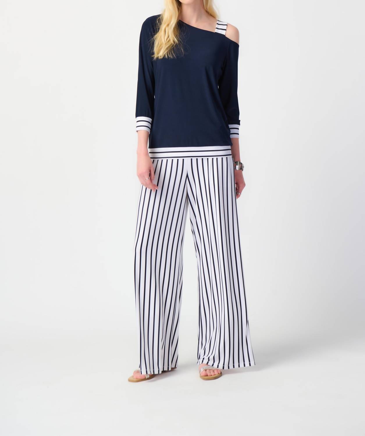 Joseph Ribkoff - Striped Detail Asymmetric Top