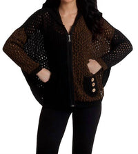 Crochet Button Hoodie Poncho