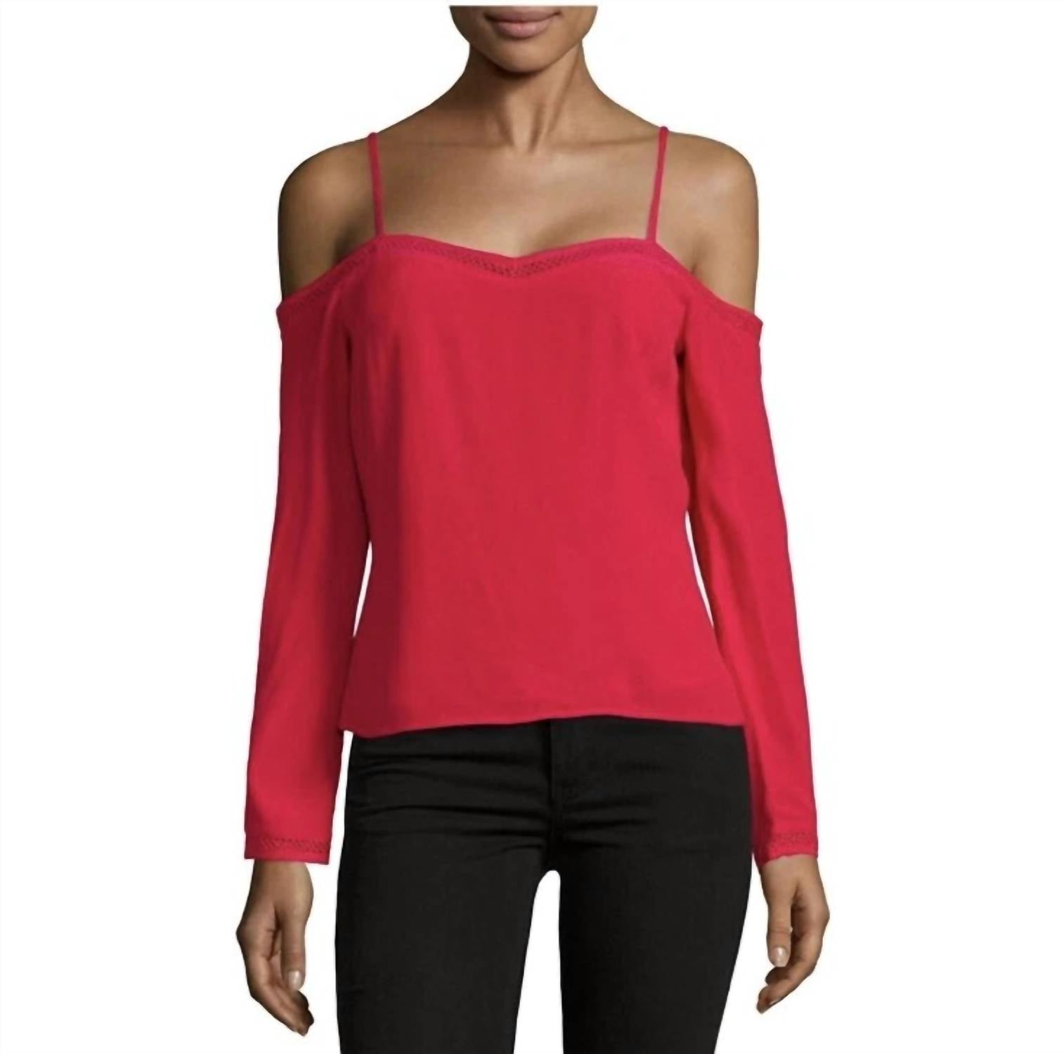 Lovers + Friends Long Sleeve Cold Shoulder Top in red - women's blouse