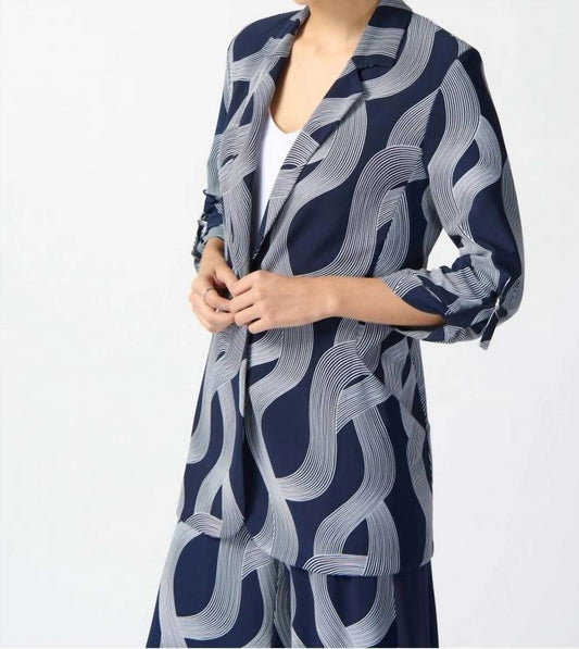 Joseph Ribkoff - Silky Knit Abstract Print Boxy Blazer