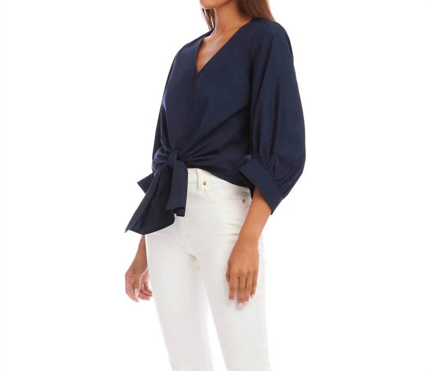 Karen Kane - Blouson Sleeve Tie-Front Top