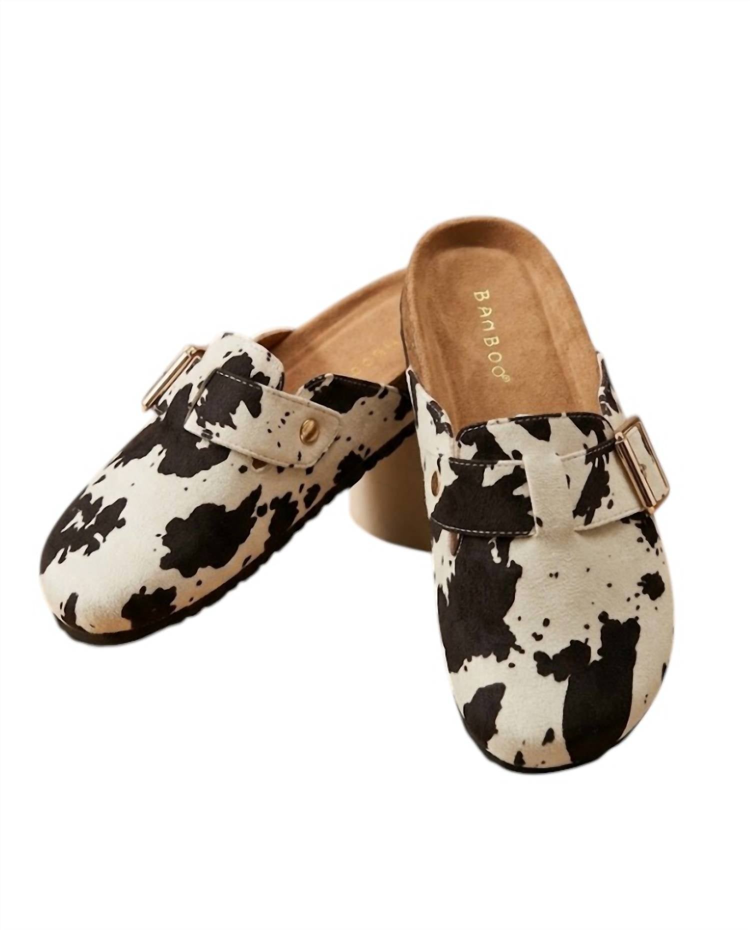 Bamboo Women's Print Slides in brown white - women's shoe