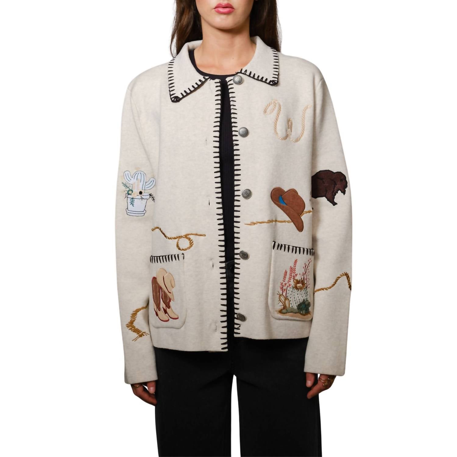 Blue B - Motif Wool Blend Sweater Jacket