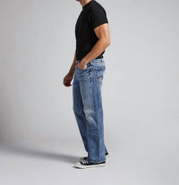 Silver Jeans Co Zac Relaxed Fit Straight Leg Jeans in indigo 1 - men's jeans - detail view
