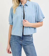 Risen - Denim Puff Top