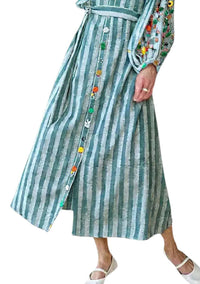 Guadalupe Design - Rambagh Stripe Embroidered Midi Dress
