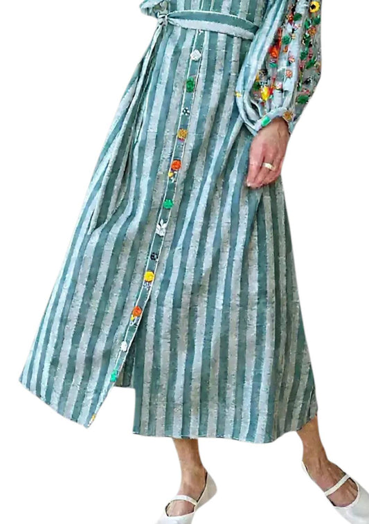 Guadalupe Design - Rambagh Stripe Embroidered Midi Dress