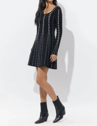 Adelyn Rae - Kira Squareneck Stripe Sweater Mini Dress