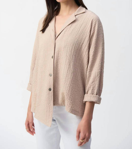 Joseph Ribkoff - Notched Collared Textured Woven Asymmetrical Jacket