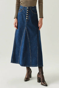 EXQUISE Araya Denim Skirt in blue - women's skirt - alternate view
