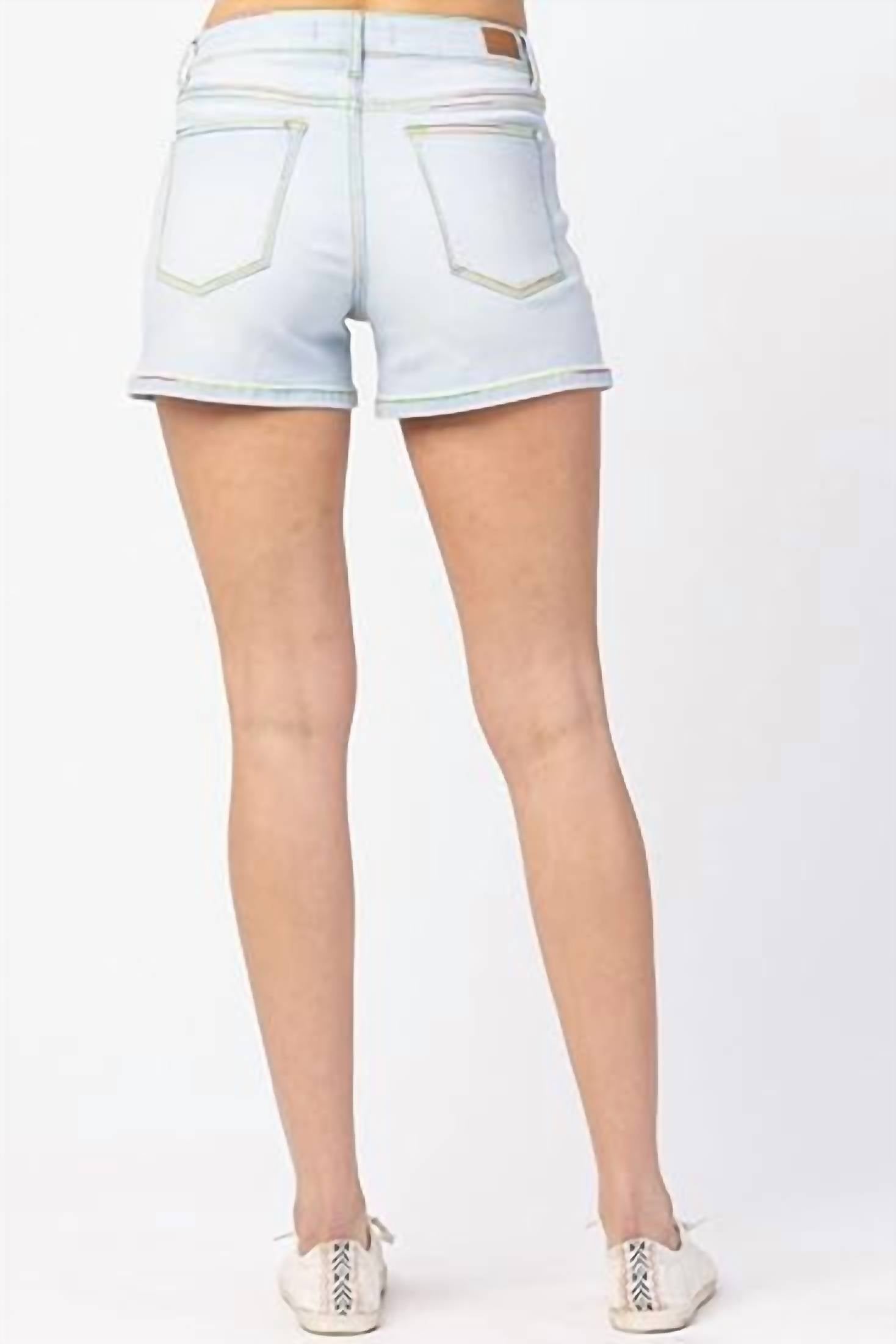 Judy Blue - Denim Shorts With Colorful Stitching
