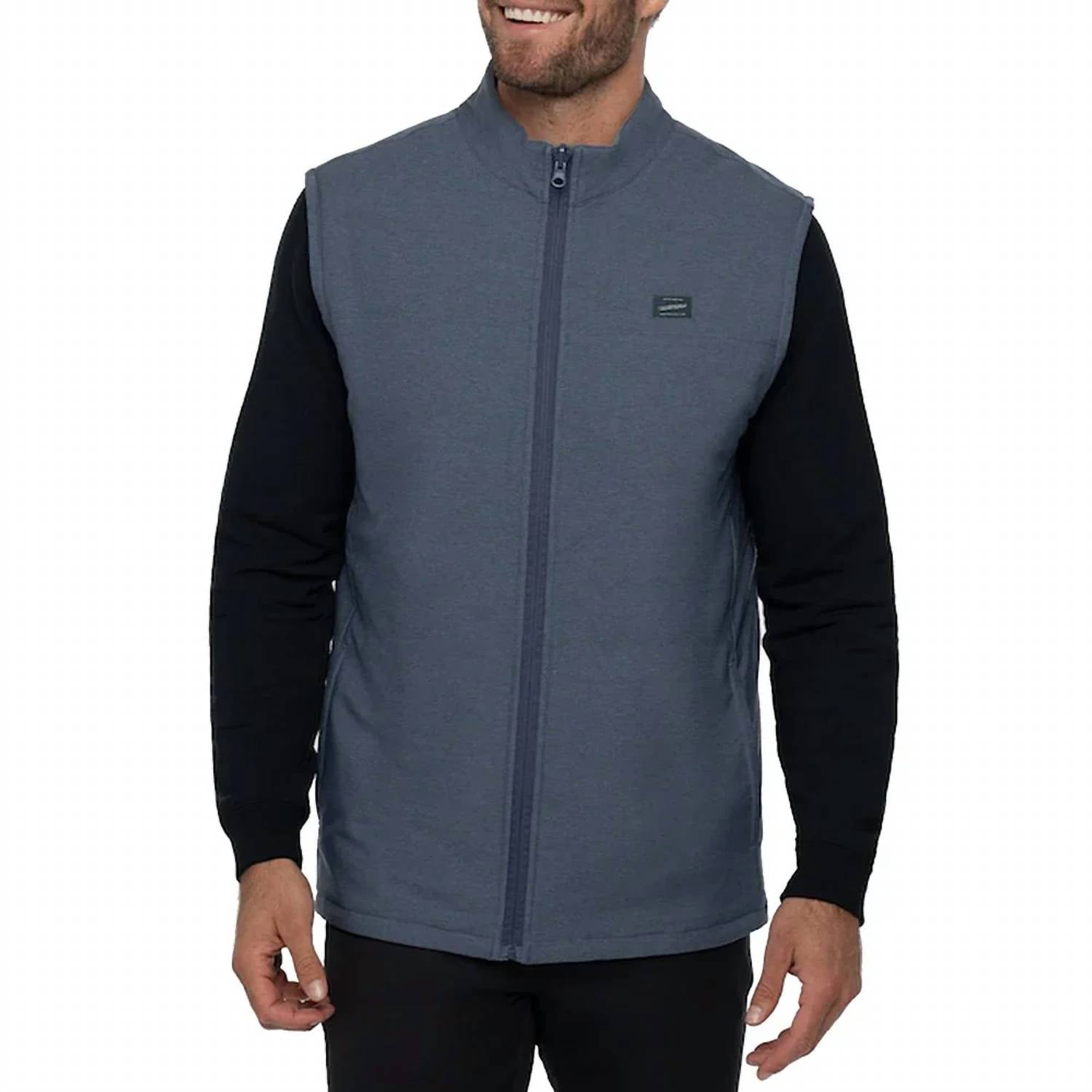 TravisMathew Men's Clear Cut Vest in insignia vintage indigo 1 - men's jacket