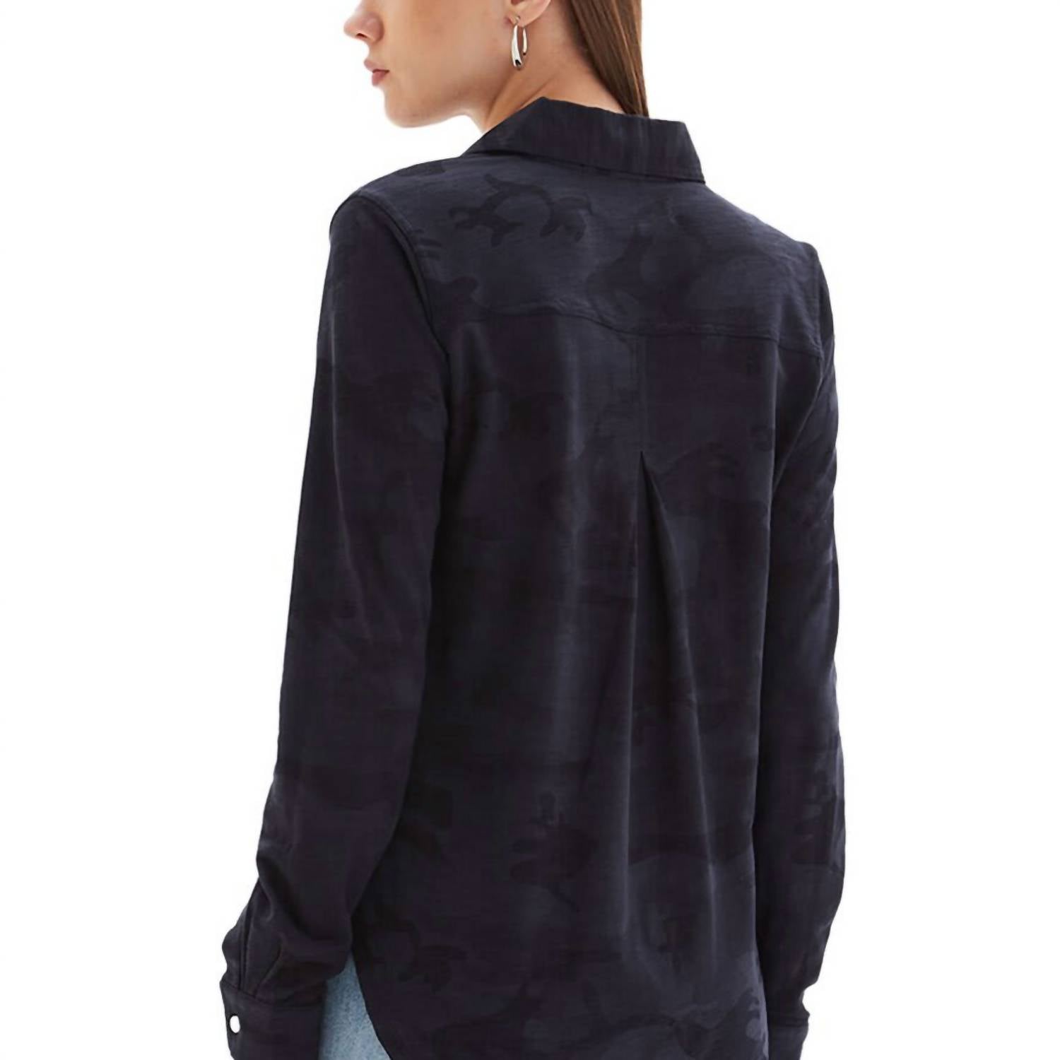 CHRLDR Camo Amrat Blouse in dark navy - women's blouse - detail view
