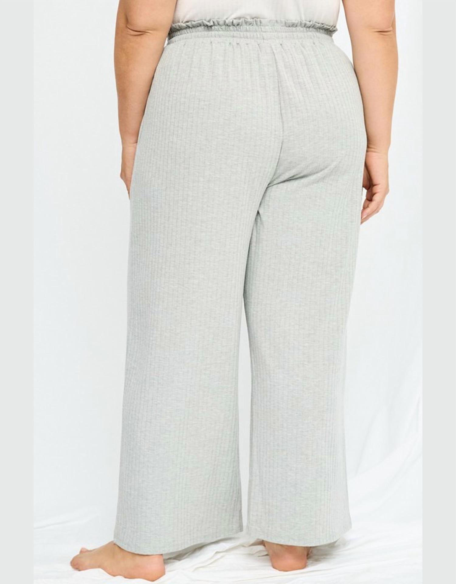 Hayden La - Ribbed Paperbag Wide Leg Pants