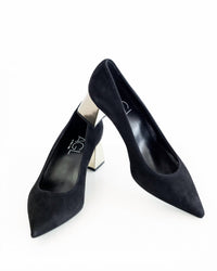 AGL Women's Tracy Pump in black metallic - women's heels - detail view