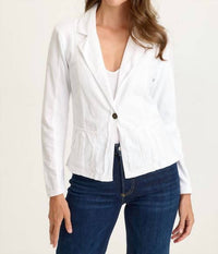Wearables Brax Linen One Button Blazer in white - women's jacket
