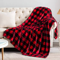 Pavilia - Buffalo Check Plaid Plush Fleece Blanket Throw