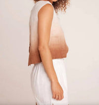 Bella Dahl Button Back Top in coconut ombre dye - women's tank top - detail view