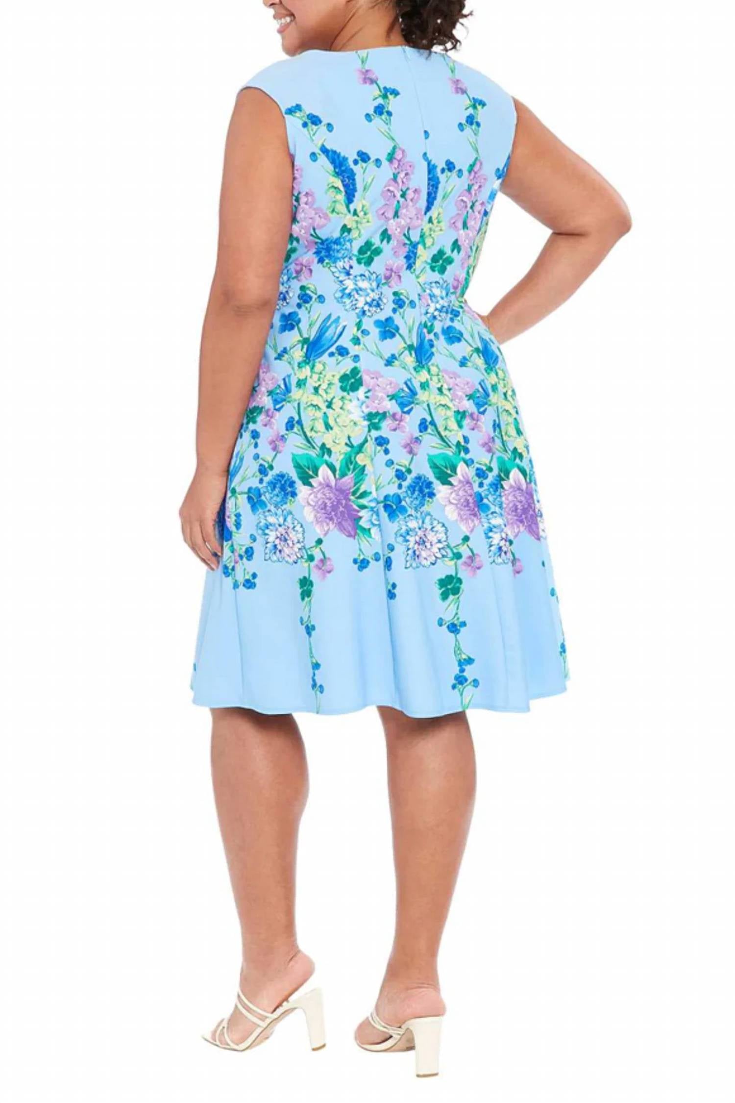London Times - Cap Sleeve Floral Midi Dress - Plus