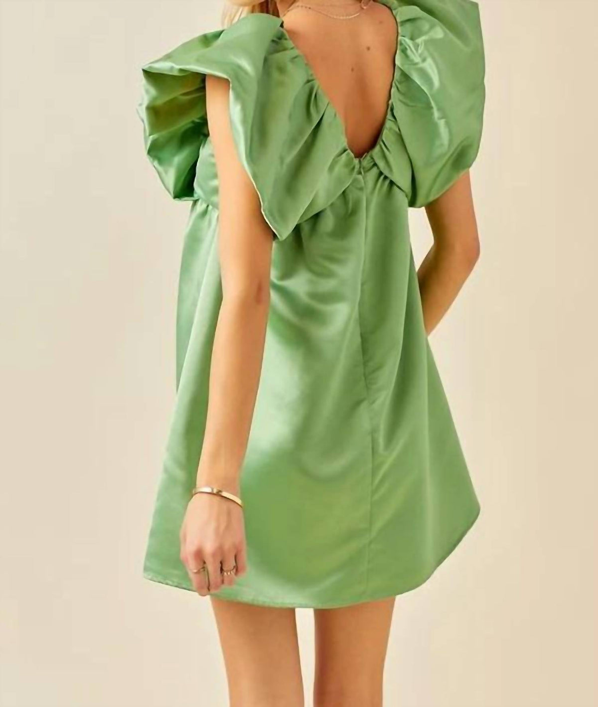 Day + Moon - Satin Volume Shoulder Mini Dress