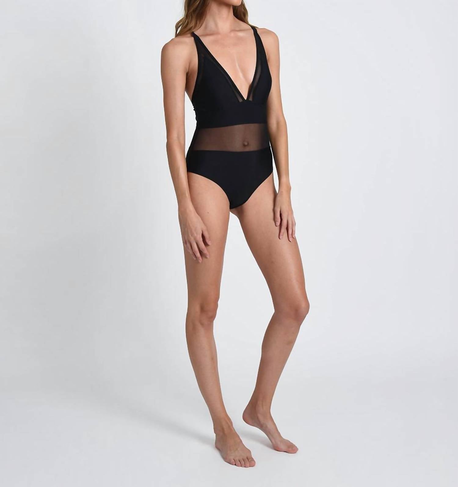 One-Piece Swimsuit with Mesh
