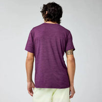 BROOKS Luxe Short Sleeve Tee in htr burgundy blaze - men's t-shirt - detail view