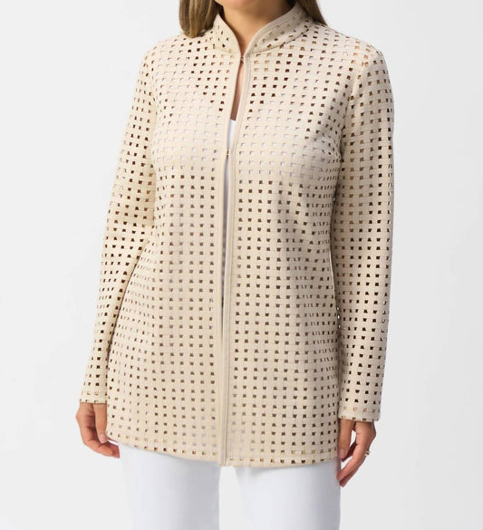 Joseph Ribkoff - Laser Cutout Suede Cover-up Jacket