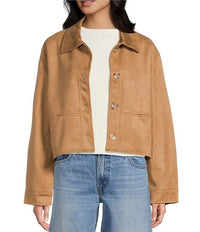 Blu Pepper - Suede Button Down Cropped Jacket
