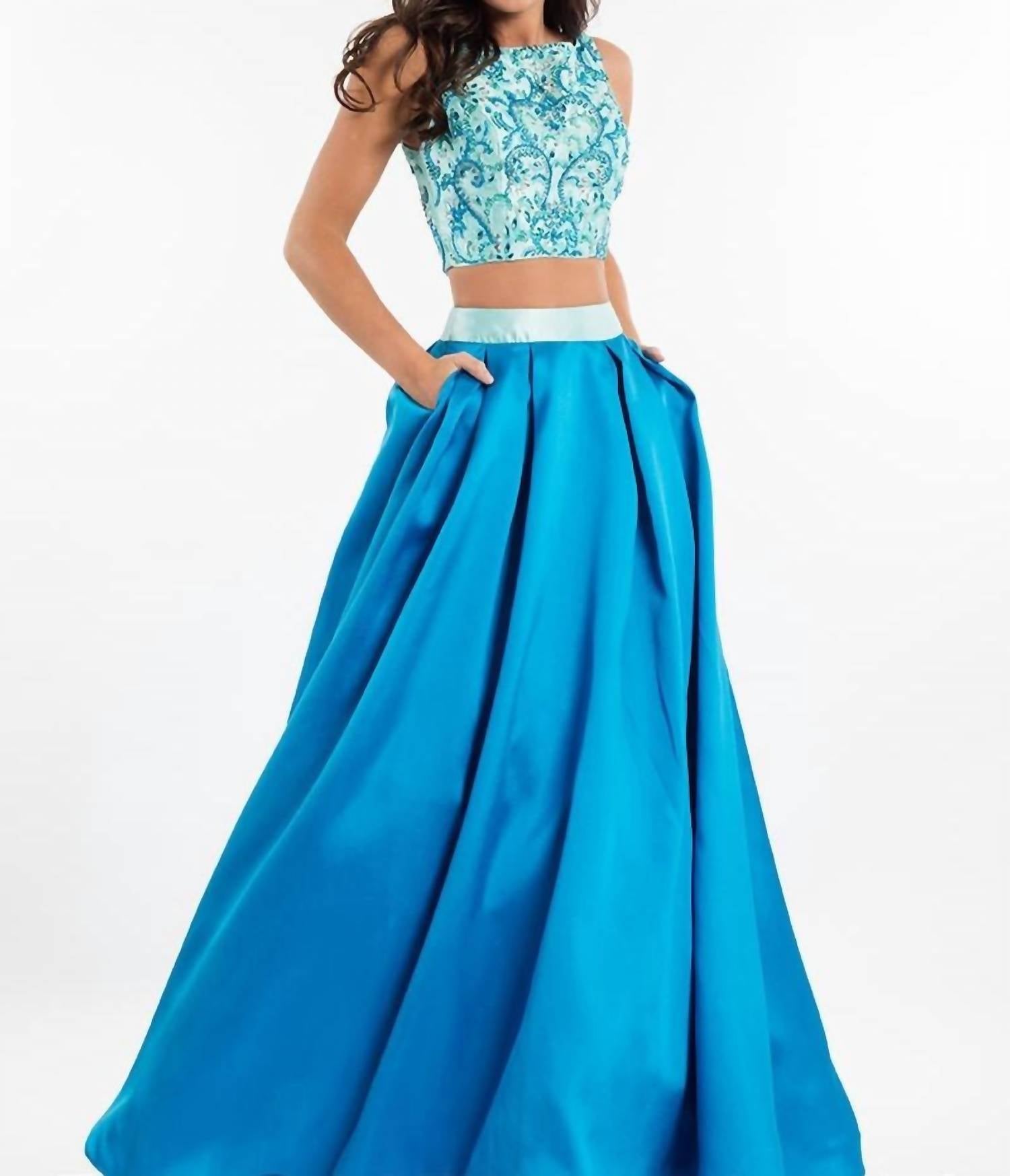 Rachel Allan - Two-piece Beaded Mikado Prom Gown