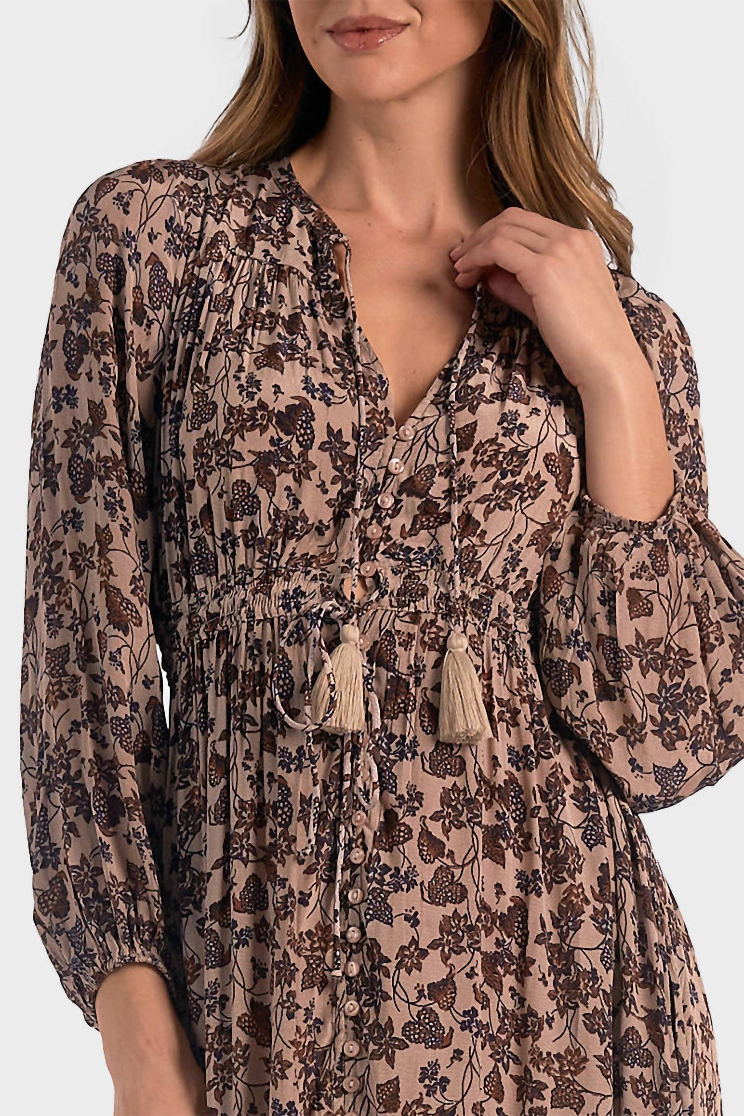 Elan - Blouson Sleeve Midi Dress