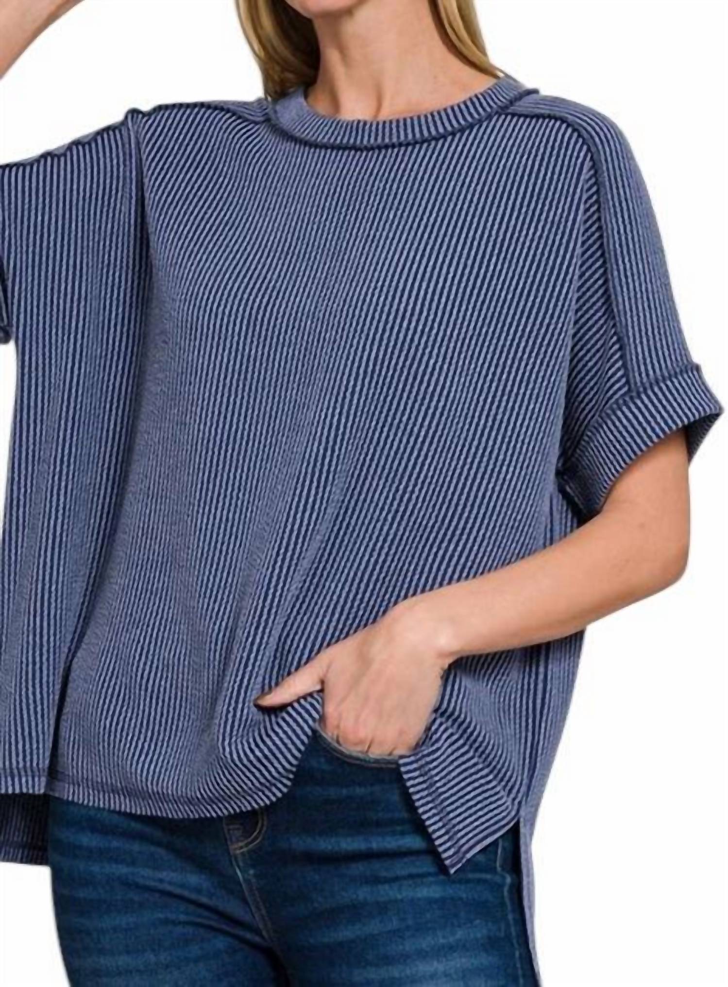 Zenana - Ribbed Round Neck Top