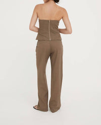 Hyde & Stone Ines Wool Trousers in caramel stripe - women's pants - alternate view